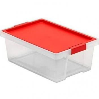 Tatay Caja de almacenamiento con tapa, capacidad de 7 l, con asas, tapa de polipropileno reciclado, transparente