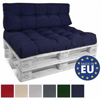 Cojín de Respaldo Acolchado para Sofá Palet Eco Style 120x40x10-20 cm Azul Oscuro