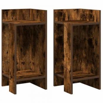 Mesas Auxiliares 2 uds con Estante Ahumado de Roble 25,5x27x60 cm