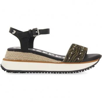 Sandalias de cuña de mujer de piel color negro Gioseppo