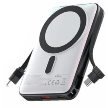 Powerbank Vention I16W0 10000mAh 22.5W Wireless Blanco con Soporte Integrado