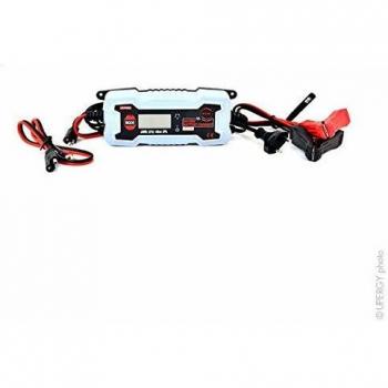 Cargador Inteligente de Plomo LCD 6-12V 0.8A-3.8A 230V con Pinzas Coccodrillo y Ojetes