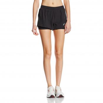 Asics 2 In 1 Woven Short 3 Inch - Pantalón corto para mujer, color negro, talla XS