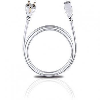 Cable de Alimentación Oehlbach C13, Blanco, 3.0m, con Conector Schuko y Toma C13, VDE Certificado, Alta Flexibilidad