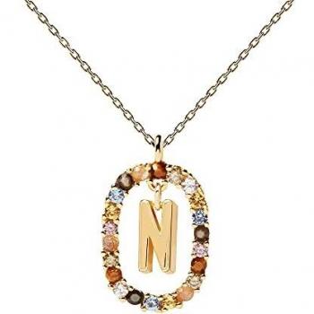 PDPAOLA - Collar Letra N - Plata de Ley 925 Bañada en Oro de 18k - Joyas para Mujer