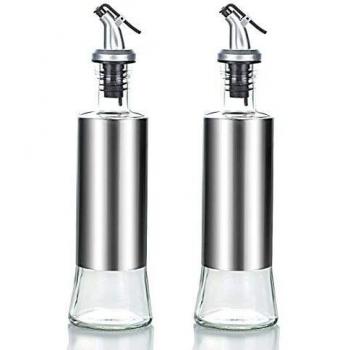 aceiteras antigoteo cristal,2 dispensador aceite 300ml,oliva y vinagre recipiente aceite usado cocina ,vinagrera,aceiteras acero inoxidable,1 embudo de acero inoxidable para rellenar