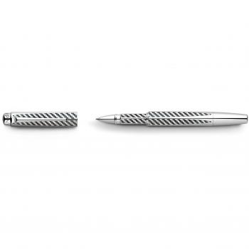 Roller caran d'ache rnx.316 fiber acero inox grabada en urdimbre a laser con estuche punta media