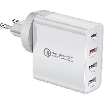Cargador USB PD48W con salidas PD30W+QC3.0 18W+2.4A