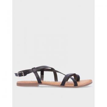 Sandalia Plana Gioseppo 72051-p Negro - Sandalias de mujer de piel con tiras cogidas al dedo en color negro
