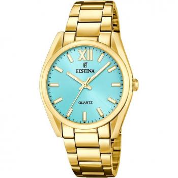 Reloj Festina Alegría F20640/2 de Mujer con Esfera Azul y Caja de Acero Inoxidable 316L Dorado