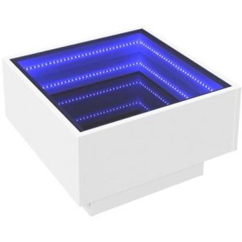 Mesa de centro con LED, madera de ingeniería blanca, 50x50x30 cm
