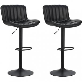 Taburete alto de bar en ecopiel negro 55x51x90-110 cm