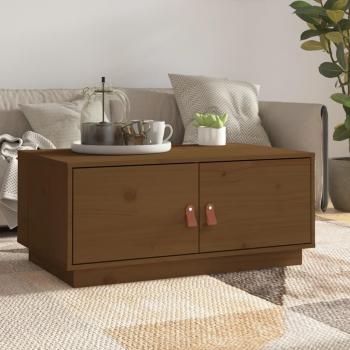 Mesa de centro ámbar 80x50x35 cm en madera maciza de pino marrón miel
