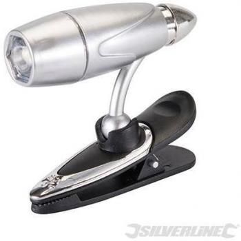 Silverline 222842 - Linterna LED con pinza para lectura