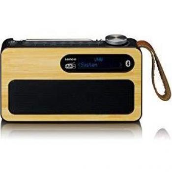 Radio DAB+/FM Portátil Lenco PDR-040 - Bluetooth 5.0, Diseño en Bambú Negro, 3W