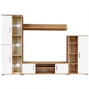 vidaXL Mueble Comedor Salón TV Completo Moderno Roble Sonoma Blanco LED Módulo