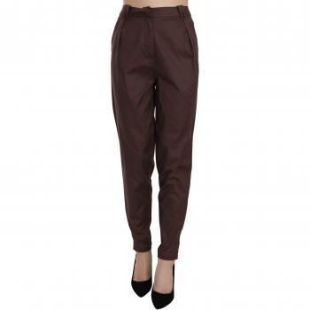 Just Cavalli Brown High Waist Tapered Formal Trousers Pants - IT38|XS, Female, Size: XS, with Logo Details