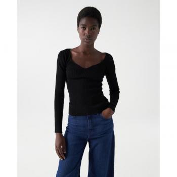 Camiseta de mujer manga larga de punto canalé Salsa Jeans