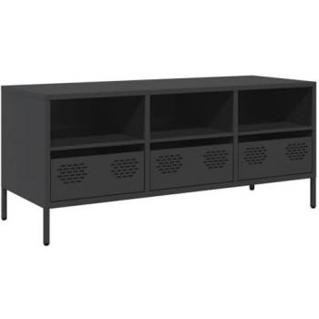 Mueble para TV acero laminado en frío negro 101.5x39x43.5 cm