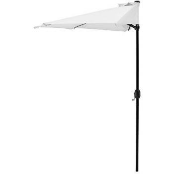 Sombrilla de Media Pantalla con Manivela Blanca 300x150 cm para Jardín y Terraza
