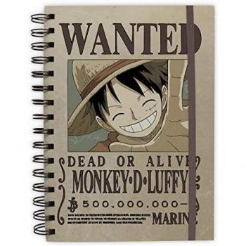 One Piece Wanted Luffy Unisex Bloc de Notas Standard, Papel,