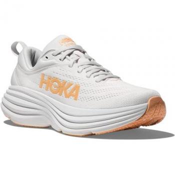 HOKA Women's Bondi 8 Road Running Shoes, White/Cantaloupe, Size 6.5