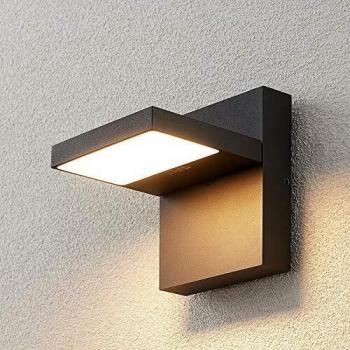 Aplique LED de exterior Lucande Silvan gris oscuro, moderno, hecho de aluminio, 1 llama