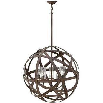Lámpara colgante exterior Carson, 67 cm, hierro antiguo, 5 luces