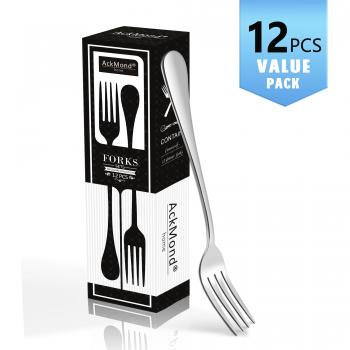 AckMond 12 piezas (20 cm, 8 pulgadas) Horquilla fina de acero inoxidable Horquillas de mesa Horquillas de mesa, servicio pesado y espejo Set de horquillas de pulido