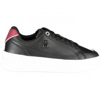 Sleek Black Women's Lace-Up Sneakers with Contrast Details - Size 9 US / EU39