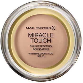 Max Factor Miracle Touch Foundation, New and Improved Formula, SPF 30 and Hyaluronic Acid, 45 Warm Almond, 1 Count