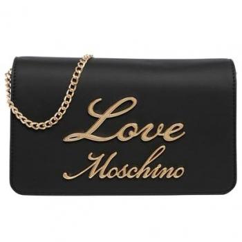 Love Moschino Black Signature Crossbody Bag with Magnet Closure for Women
