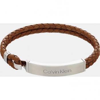 Pulsera de hombre Calvin Klein Iconic for Him de cuero marrón y acero inoxidable