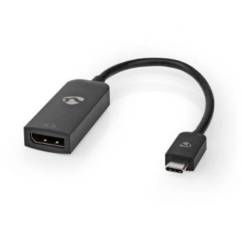 Adaptador USB-C 3.2 Gen 1 a DisplayPort Hembra 8K@60Hz 0.20 m Redondo Niquelado PVC Negro
