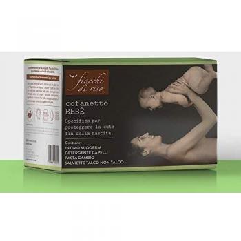 Cofanetto Bebé Fiocchi Di Riso - Kit Completo de Cuidado para Piel Delicada con 4 Productos Esenciales y Pochette