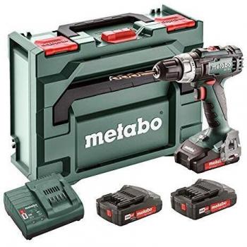 Metabo 602321540 602321540-Taladro Atornillador a bateria 18V / 3X 2, Li-Ion BS 18 L-portabrocas 13 mm con maletín, 18 V, Akkubohrschrauber, 3 x 2,0 AH Akku Set, 200 W