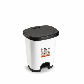 Cubo basura plástico con pedal 18L blanco