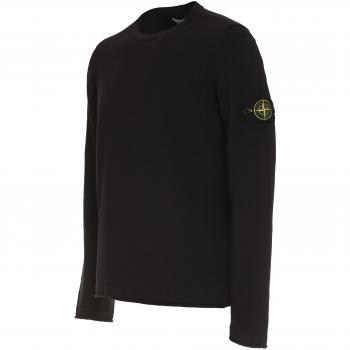 Stone Island Men's Cotton-Nylon Blend Crew-Neck Sweater in Black | Size XL | 8015502B0 Color A0029