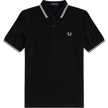 Fred Perry Men's Twin Tipped Polo Shirt - Black/White, Size Medium