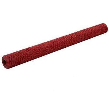 vidaXL Malla Alambre Hexagonal Acero Recubrimiento PVC 25x1.5m Rojo Bricolaje