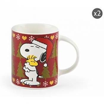 Excelsa Peanuts Christmas - Juego de 2 tazas de porcelana