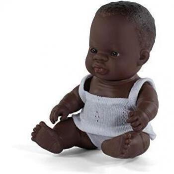 Miniland- Baby Africana Niña 21cm. Muñeco, Color Real, 21 cm