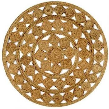 vidaXL Alfombra Tejida a Mano de Yute Trenzado Felpudo Moqueta Hogar Decoración para Interior y Exterior del Hogar Casa Tapete Esterilla 120 cm