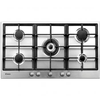 Candy PG952/1SXGH - Cocina a Gas Empotrada de 90 cm, 5 Quemadores, Acero Inoxidable
