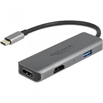 Adaptador USB Type-C a Doble HDMI 4K 60 Hz con Puerto USB