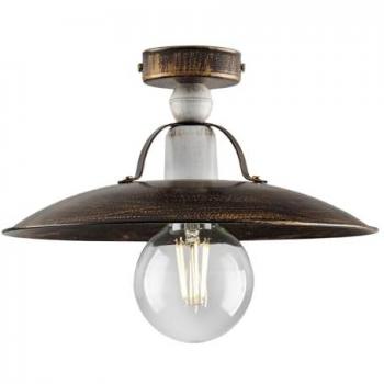 Lámpara de Techo Industrial de Hierro Blanco y Oro, 1 Luz, 30x h14 cm