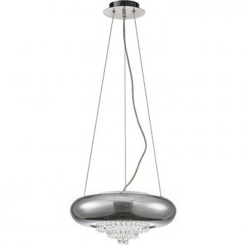 Lámpara colgante de techo grande Phyllis 3 luces G9 cromo pulido y cristal