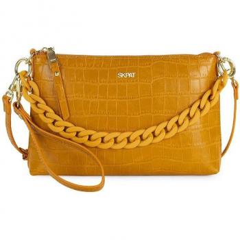 SKPAT Coco Bolso Bandolera para Mujer, Color Ocre, con Cremallera y 3 Asas Intercambiables de Piel Sintética 312466