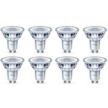 8 Pk Philips LED 355lm Glass 4.6w GU10 50w A+ Spot Light Bulbs Lamp - Warm White