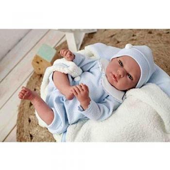 Tiago - Muñeco Bebé Reborn de 40 cm con Manta y Peluche, Marca Arias (98057)